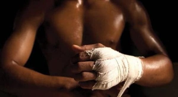 A boxer with a bandage on his hand.