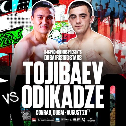 Round 10 boxing match between Tobiabev and Odkadze.