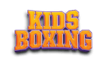Kids boxing logo on a black background for boxing classes.